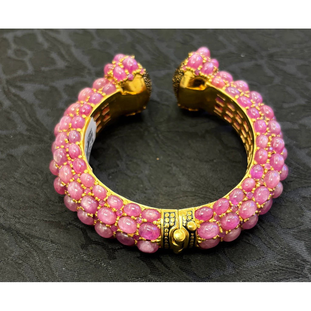 รัตนมาลา — กำไลข้อมือทับทิมแท้เรียงหลายแถว  RATTANA MALA Genuine Ruby Multi-Row Statement Cuff Bracelet