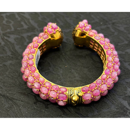 รัตนมาลา — กำไลข้อมือทับทิมแท้เรียงหลายแถว  RATTANA MALA Genuine Ruby Multi-Row Statement Cuff Bracelet